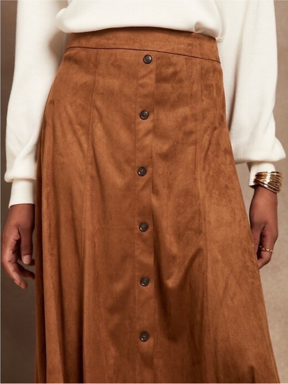 Banana Republic Vegan Suede A-Line Midi Skirt